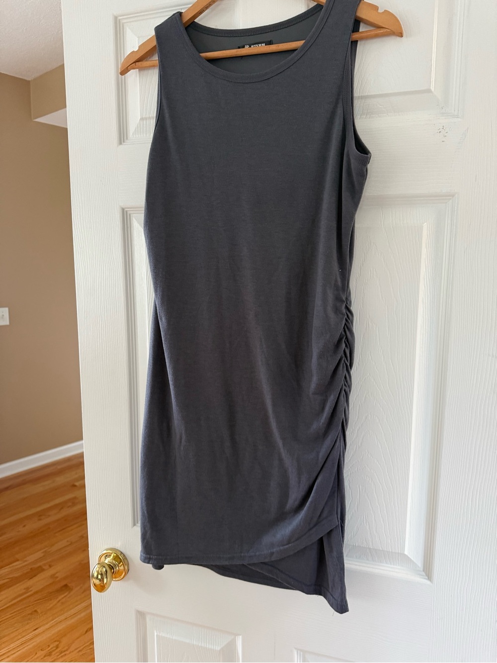 BTFBM Charcoal Gray Ruched Side Bodycon Tank Dress - Medium